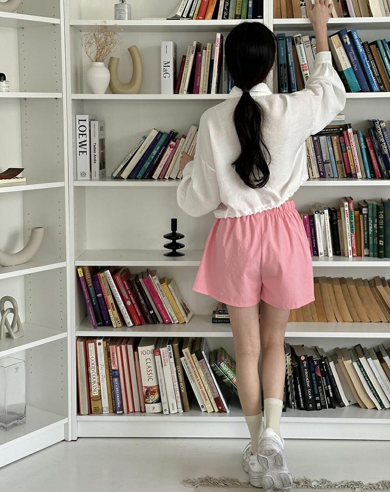 配色イージーショートパンツ・p003908 レディース 【pt】パンツ ショー丈 ショートパンツ 柄 模様 短パン 配色 イージー 楽ちん 綿 コットン ウエストゴム カジュアル ラフ 春 夏 運動 スポーツ 韓国ファッション MKT