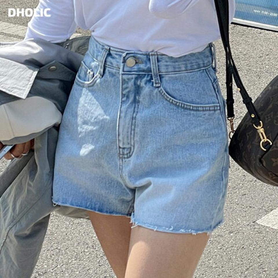 カットオフデニムショートパンツ・t00932 レディース 【pt】 韓国ファッション パンツ カットオフ デニム ショート丈 コットン ステッチ ハイウエスト シンプル 無地 着回し デイリー 定番 春 夏 カジュアル