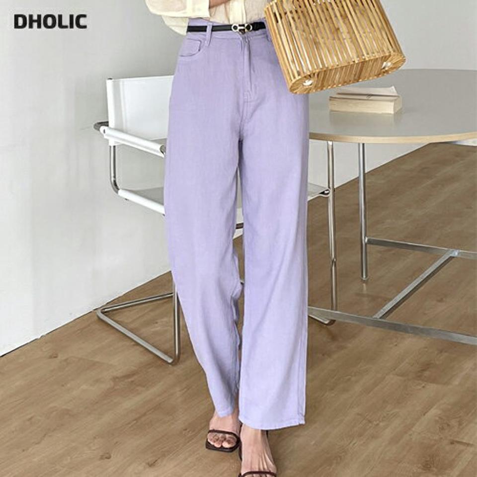 ワイドストレートパンツ・t00934 レディース 【pt】 韓国ファッション パンツ ボトムス ワイド ストレート フルレングス ハイウエスト パステルカラー カラバリ 無地 着回し カジュアル デイリー レジャー お出かけ カジュアル