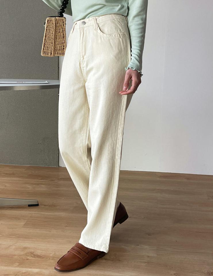 ワイドストレートパンツ・t00934 レディース 【pt】 韓国ファッション パンツ ボトムス ワイド ストレート フルレングス ハイウエスト パステルカラー カラバリ 無地 着回し カジュアル デイリー レジャー お出かけ カジュアル