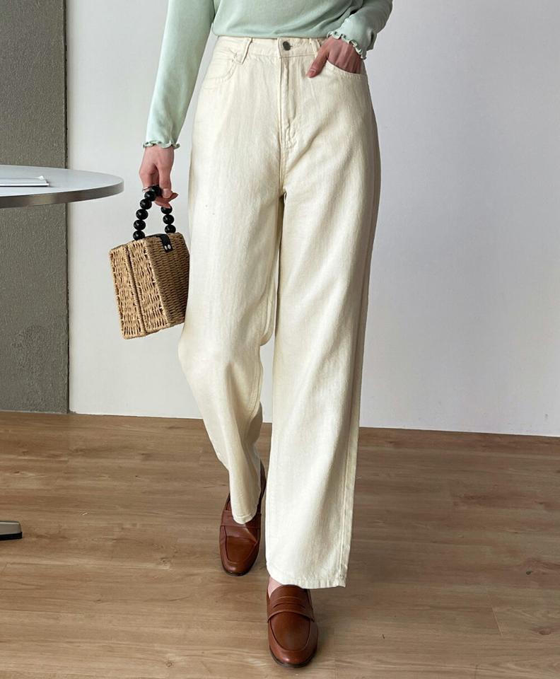 ワイドストレートパンツ・t00934 レディース 【pt】 韓国ファッション パンツ ボトムス ワイド ストレート フルレングス ハイウエスト パステルカラー カラバリ 無地 着回し カジュアル デイリー レジャー お出かけ カジュアル