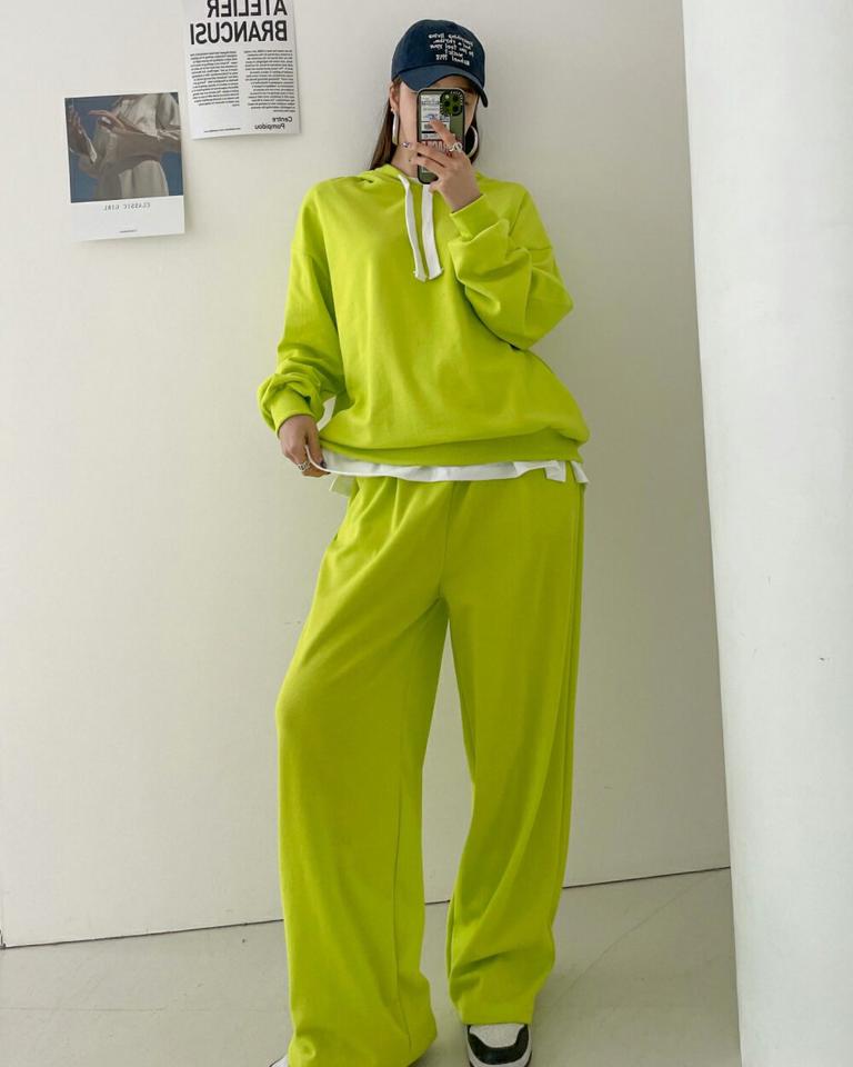 スウェットパーカー&スウェットパンツSET・p004046 レディース 【pt】セットアップ セット setup トップス パーカー スウェット 長袖 単色 無地 シンプル ベーシック ロング丈 ワイド トレーナー 秋 冬 カジュアル ラフ 韓国ファッション MKT