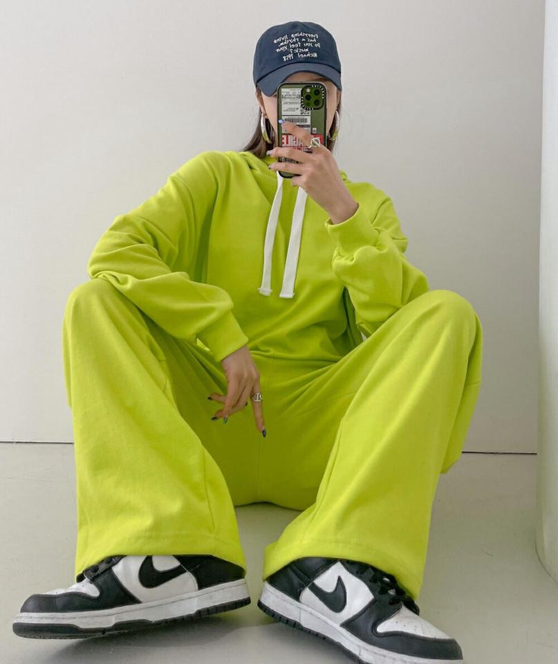 スウェットパーカー&スウェットパンツSET・p004046 レディース 【pt】セットアップ セット setup トップス パーカー スウェット 長袖 単色 無地 シンプル ベーシック ロング丈 ワイド トレーナー 秋 冬 カジュアル ラフ 韓国ファッション MKT