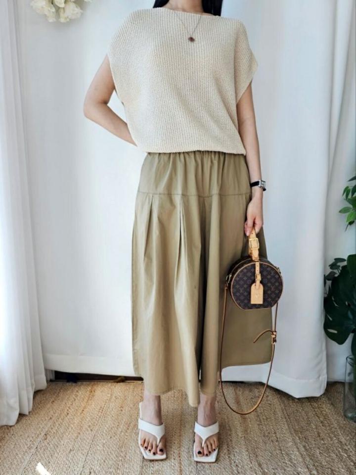 タックイージーフレアパンツ・p003952 レディース 【pt】パンツ ロング丈 単色 無地 シンプル ベーシック タック イージー ウエストゴム フレア 春 夏 楽ちん カジュアル ラフ 大人 ゆったり 韓国ファッション MKT