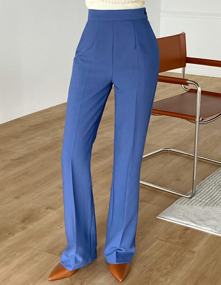 【マラソン特価】サイドボタンダーツスラックス・t00453 レディース 【pt】 韓国ファッション ボトムス パンツ スラックス ロング丈 フルレングス ハイウエスト サイドボタン ダーツ ストレート 無地 オフィスカジュアル 大人 デイリー 春 夏 カジュアル