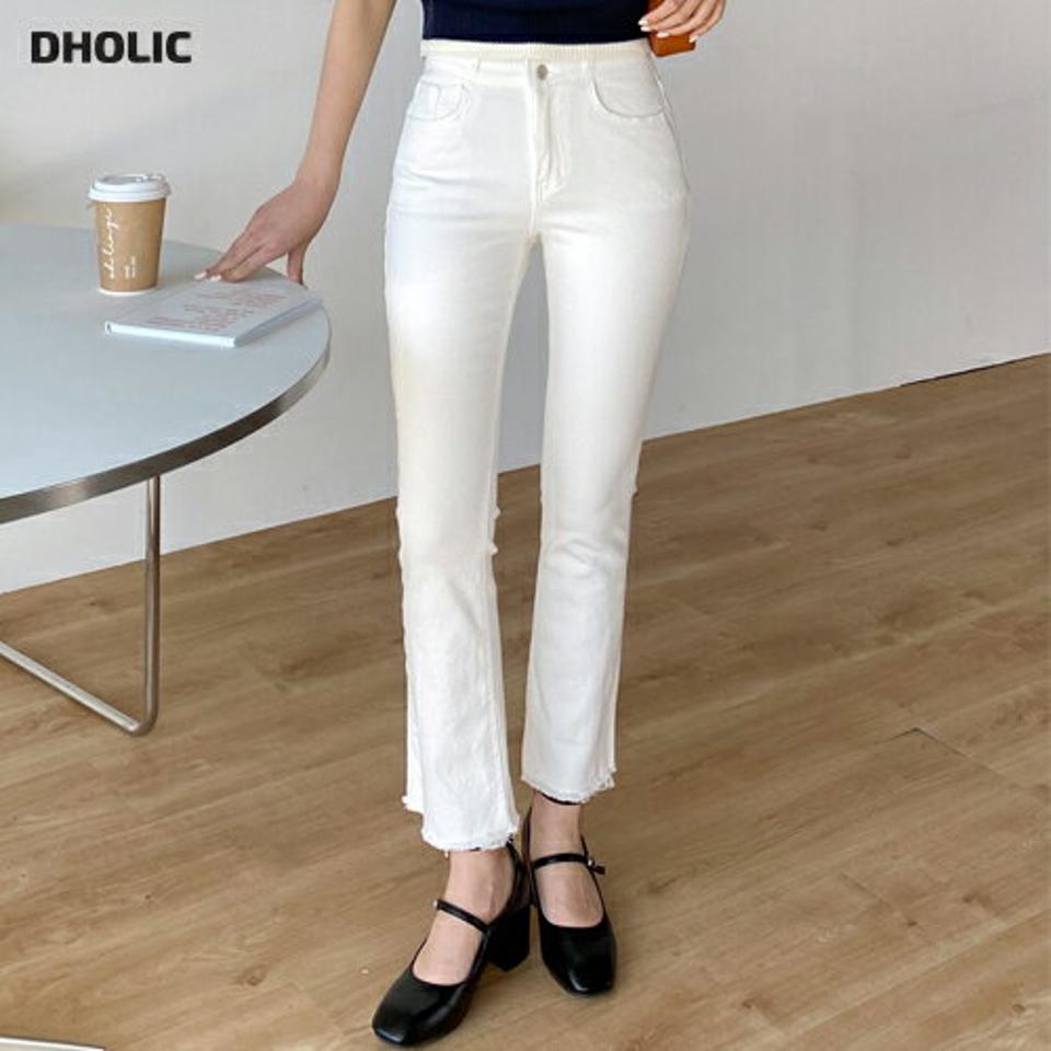 イージーツーボタンフレアパンツ・t00443 レディース 【pt】 韓国ファッション ボトムス パンツ ロング丈 9分丈 ハイウエスト イージー ツーボタン フレア ブーツカット スリム タイト コットン 伸縮 無地 切りっぱなし デイリー 春 夏 カジュアル