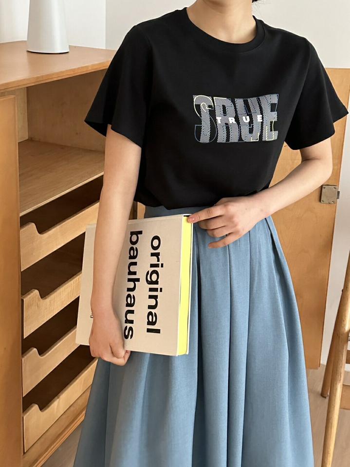 テンセル混レイヤードロゴ半袖Tシャツ・p003812 レディース 【tops】トップス Tシャツ 半袖 柄 模様 ロゴT テンセル混 春 夏 カジュアル ラフ かわいい 可愛い 韓国ファッション MKT