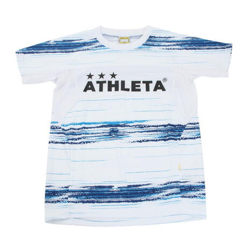 アスレタ（ATHLETA）（キッズ）サッカー ウェア 半袖 ジュニア ボーダー プラクティスシャツ 2332J WHT フットサルウェア