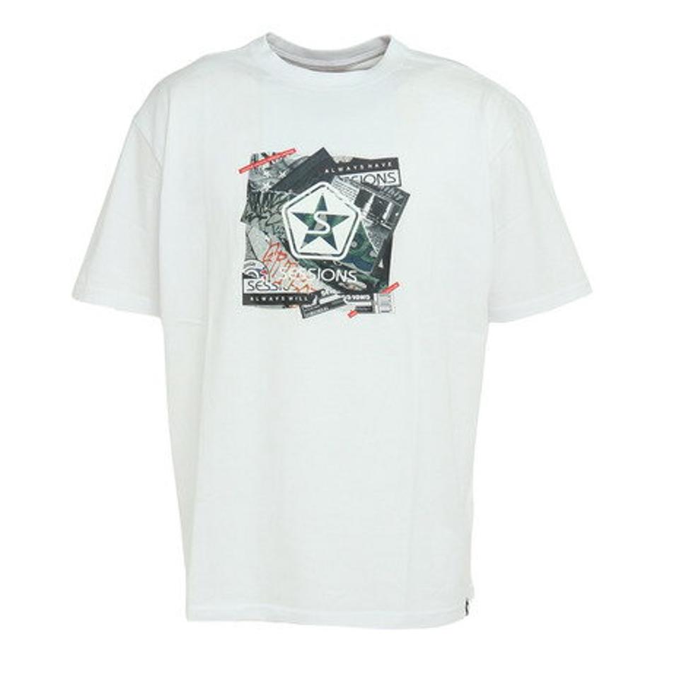 【15%OFFクーポン対象！4/25まで】セッションズ（SESSIONS）（メンズ）半袖シャツ メンズ PHOTO BOX 237187 WHT