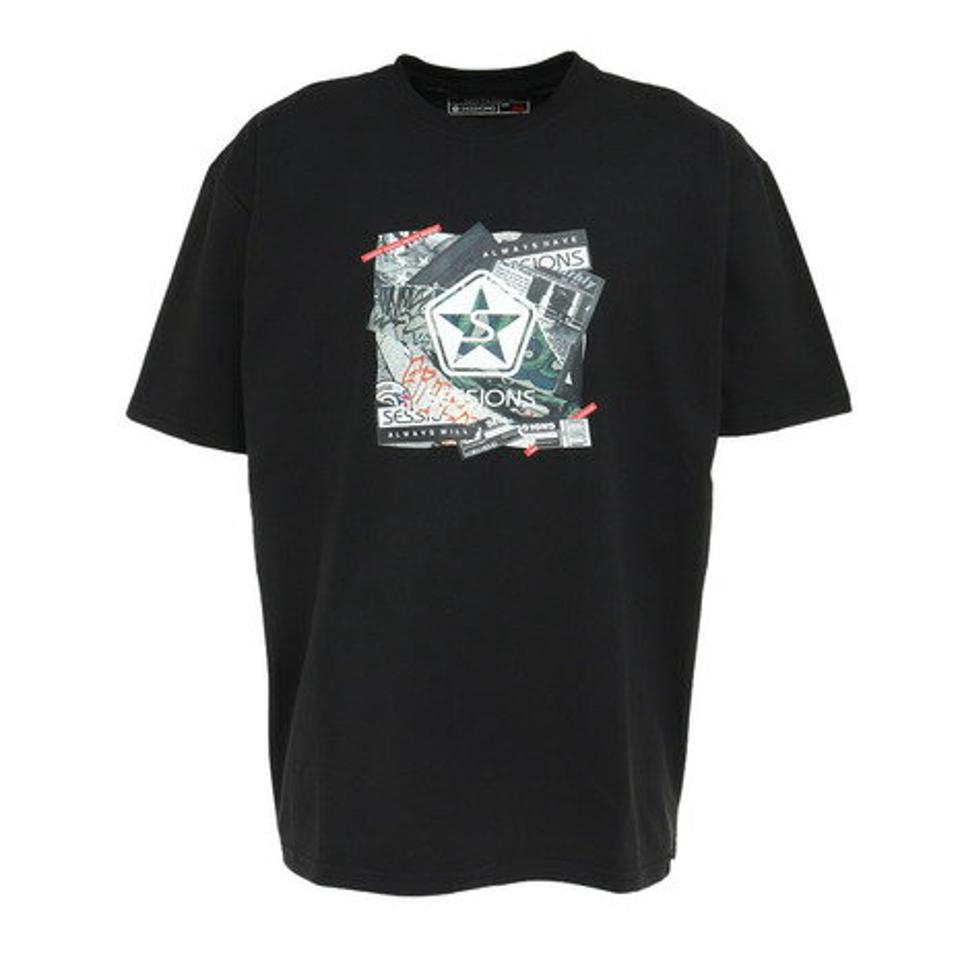 【15%OFFクーポン対象！4/25まで】セッションズ（SESSIONS）（メンズ）半袖シャツ メンズ PHOTO BOX 237187 BLK