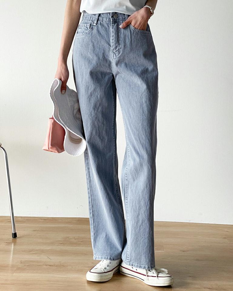 コットンワイドカラーパンツ・t00483 レディース 【pt】 韓国ファッション ボトムス パンツ ロング丈 ハイウエスト コットン ワイド ストレート 無地 シンプル カラフル パステル 大人 デイリー お出かけ 春 夏 カジュアル