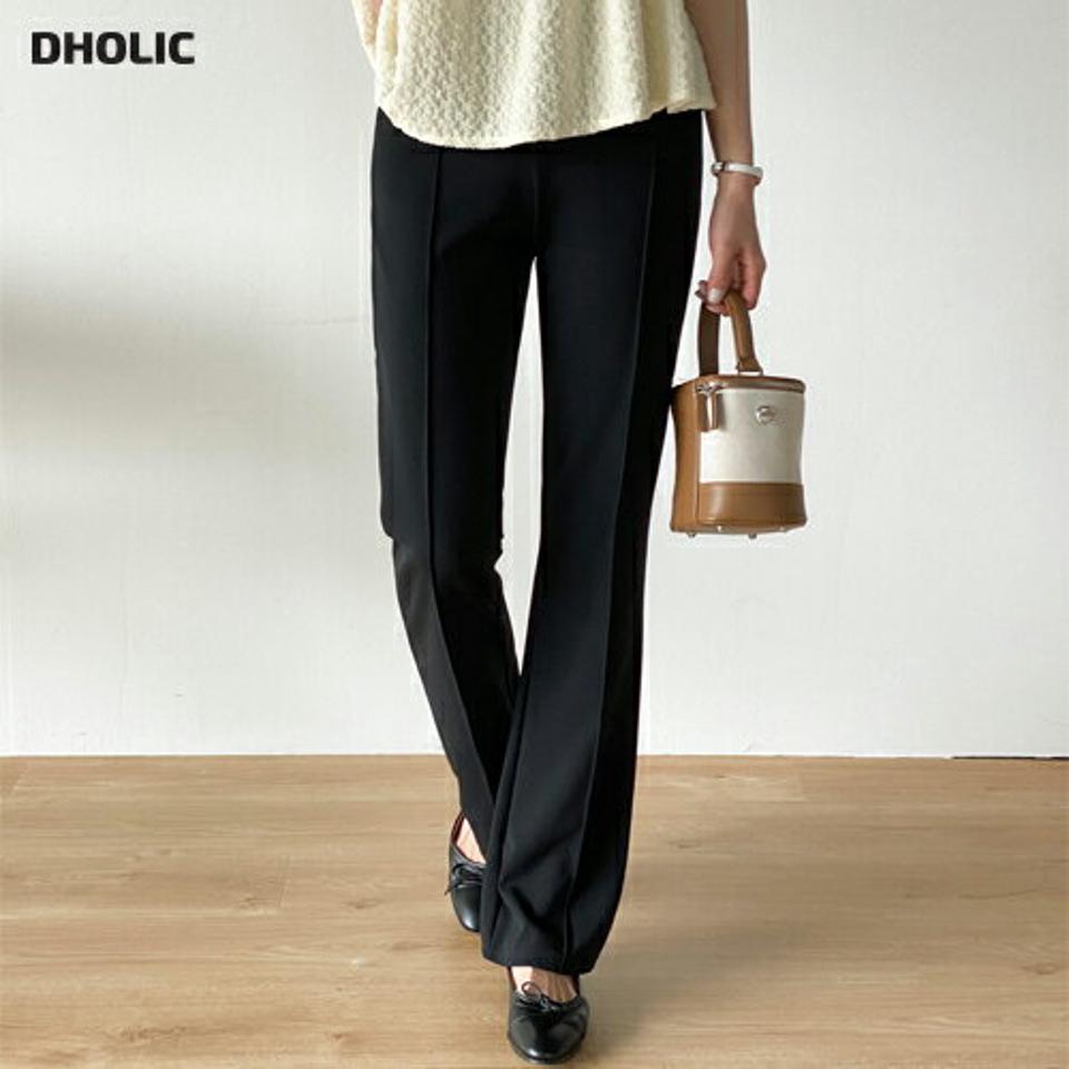 ストレッチフレアパンツ・t00484 レディース 【pt】 韓国ファッション ボトムス パンツ ロング丈 ハイウエスト ストレッチ 伸縮 伸びる フレアヘム ブーツカット 無地 シンプル ベーシック デイリー 大人 春 夏 カジュアル