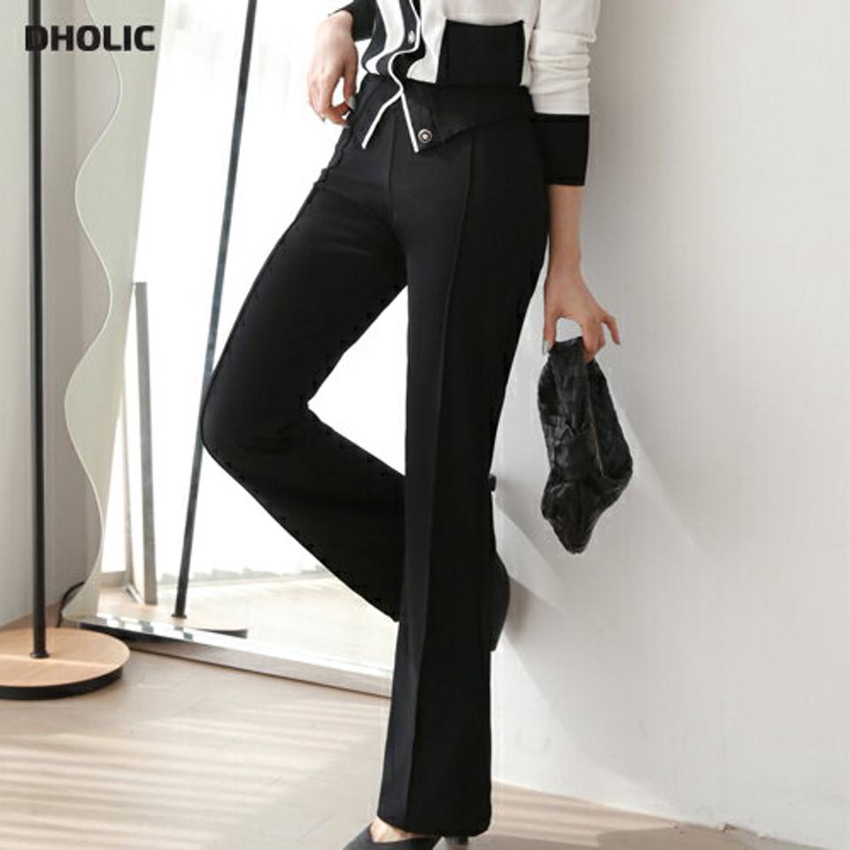 【マラソン特価】ボタンレスイージーフレアパンツ・p003950 レディース 【pt】パンツ ロング丈 単色 無地 シンプル ベーシック イージー フレア スリム 細身 タイト 春 夏 秋 冬 カジュアル フェミニン きれいめ 楽ちん 韓国ファッション MKT