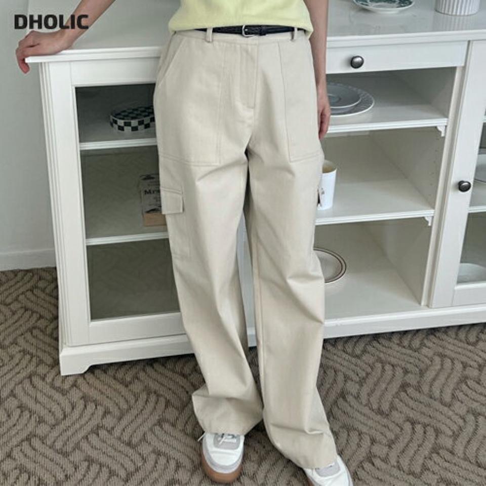 バックゴムコットンカーゴパンツ・p003900 レディース 【pt】パンツ ロング丈 単色 無地 シンプル ベーシック コットン 綿 カーゴ 春 夏 秋 冬 カジュアル ラフ ワイド パステル ワイド 韓国ファッション MKT
