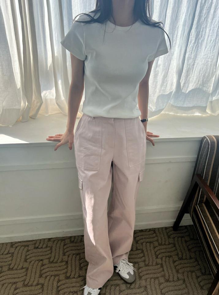 バックゴムコットンカーゴパンツ・p003900 レディース 【pt】パンツ ロング丈 単色 無地 シンプル ベーシック コットン 綿 カーゴ 春 夏 秋 冬 カジュアル ラフ ワイド パステル ワイド 韓国ファッション MKT