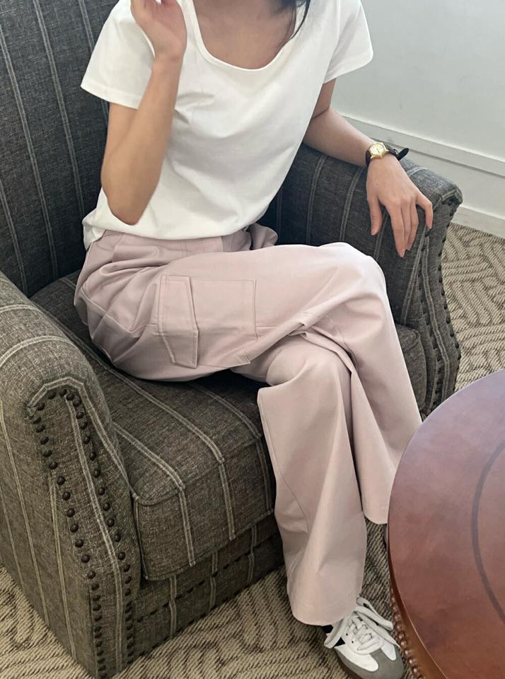 バックゴムコットンカーゴパンツ・p003900 レディース 【pt】パンツ ロング丈 単色 無地 シンプル ベーシック コットン 綿 カーゴ 春 夏 秋 冬 カジュアル ラフ ワイド パステル ワイド 韓国ファッション MKT