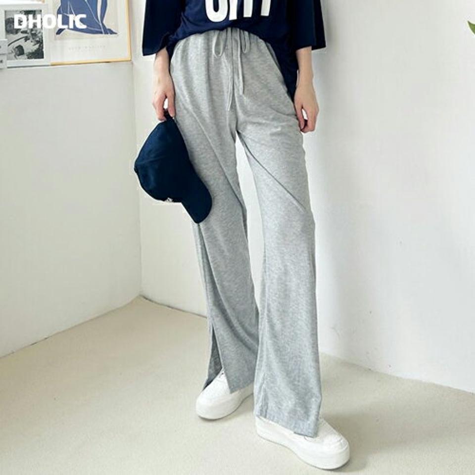 ドロストイージースリットパンツ・p004064 レディース 【pt】パンツ ロング丈 単色 無地 シンプル ベーシック ドロスト ワイド スリット イージー 楽ちん 春 夏 秋 冬 カジュアル ラフ ゆったり 韓国ファッション MKT
