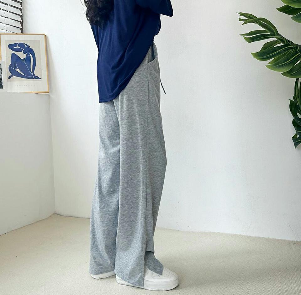 ドロストイージースリットパンツ・p004064 レディース 【pt】パンツ ロング丈 単色 無地 シンプル ベーシック ドロスト ワイド スリット イージー 楽ちん 春 夏 秋 冬 カジュアル ラフ ゆったり 韓国ファッション MKT