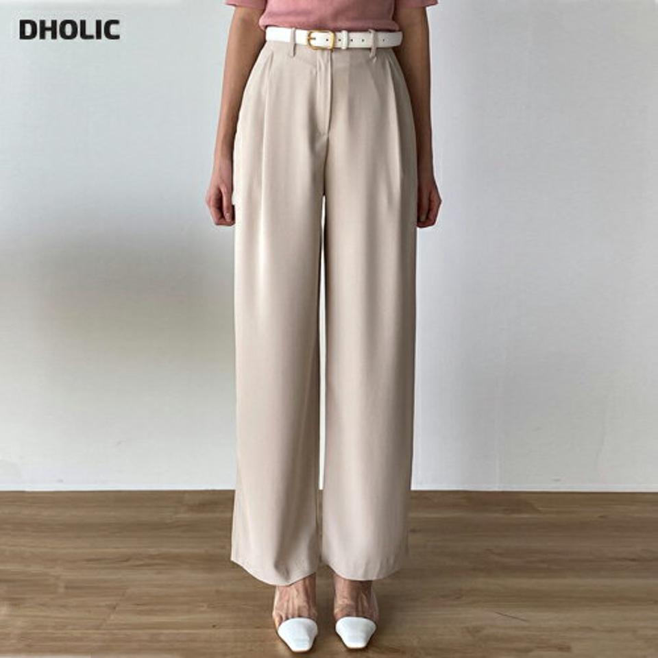 ハイウエストワイドスラックス・t00572 レディース 【pt】 韓国ファッション ボトムス パンツ スラックス ロング丈 ハイウエスト タック ワイド ストレート 伸縮 無地 3色 シンプル オフィスカジュアル デイリー 大人 春 夏 カジュアル