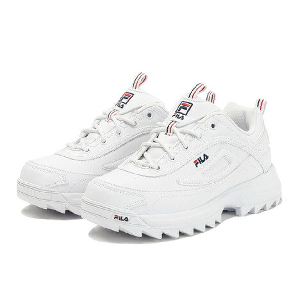 フィラ（FILA）（レディース）カジュアルシューズ ディストーター プレミアム ストリート ホワイト WSS23012-125 スニーカー 厚底 タウン 日常履き