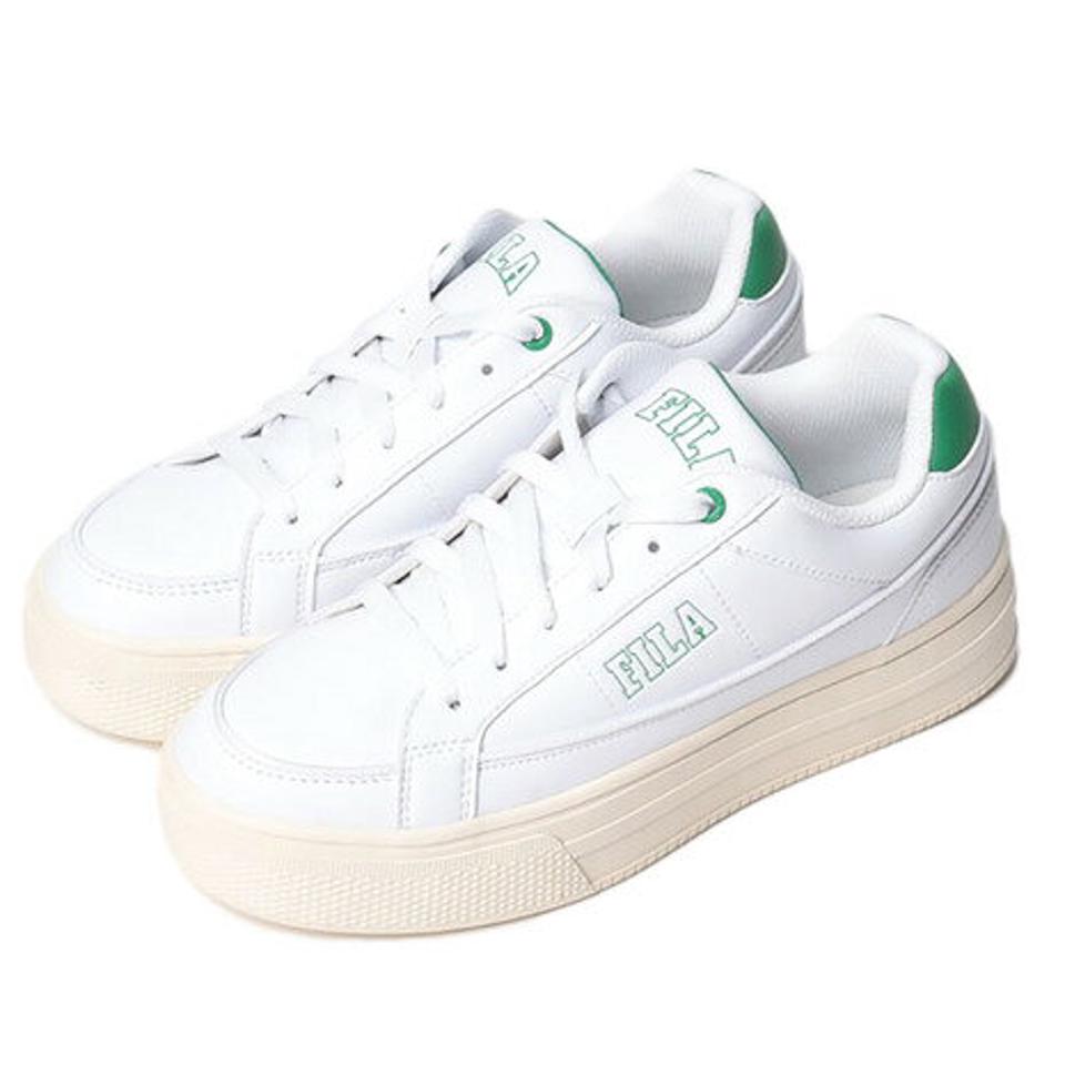 【5/10 24h限定 エントリー＆対象3店舗買い回りで最大P10倍！】フィラ（FILA）（レディース）カジュアルシューズ インターフェア ホワイト グリーン 1TM01784E-142 スニーカー 厚底 タウン 日常履き デイリーユース