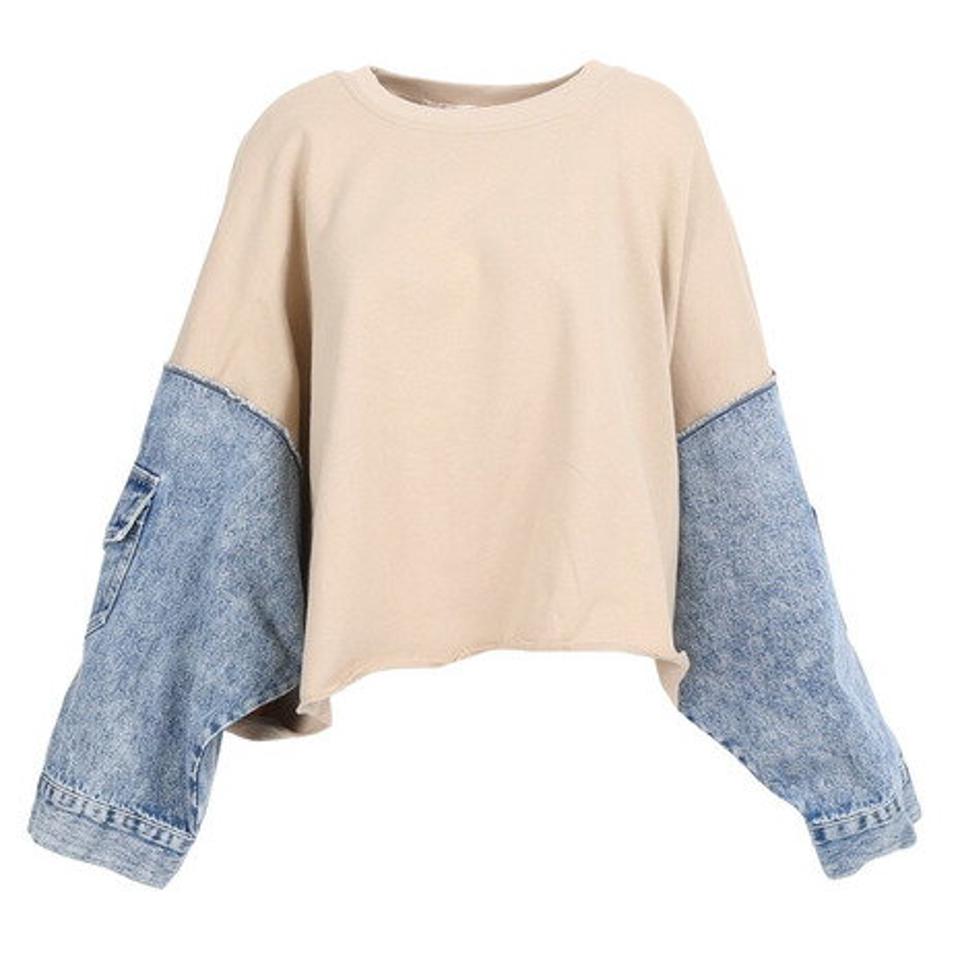 【20％OFFクーポン対象！4/5まで】Strawberry Vally（レディース）デニム袖 切り替えプルオーバー 31800901-BEG