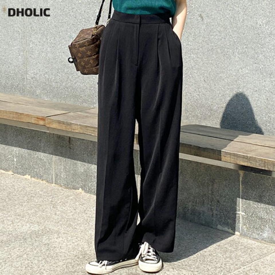 ツータックストレートスラックス・t00982 レディース 【pt】 韓国ファッション ボトムス パンツ スラックス ロング丈 フルレングス ハイウエスト ツータック ストレート ワイド 無地 オフィスカジュアル シンプル デイリー 春 夏 カジュアル