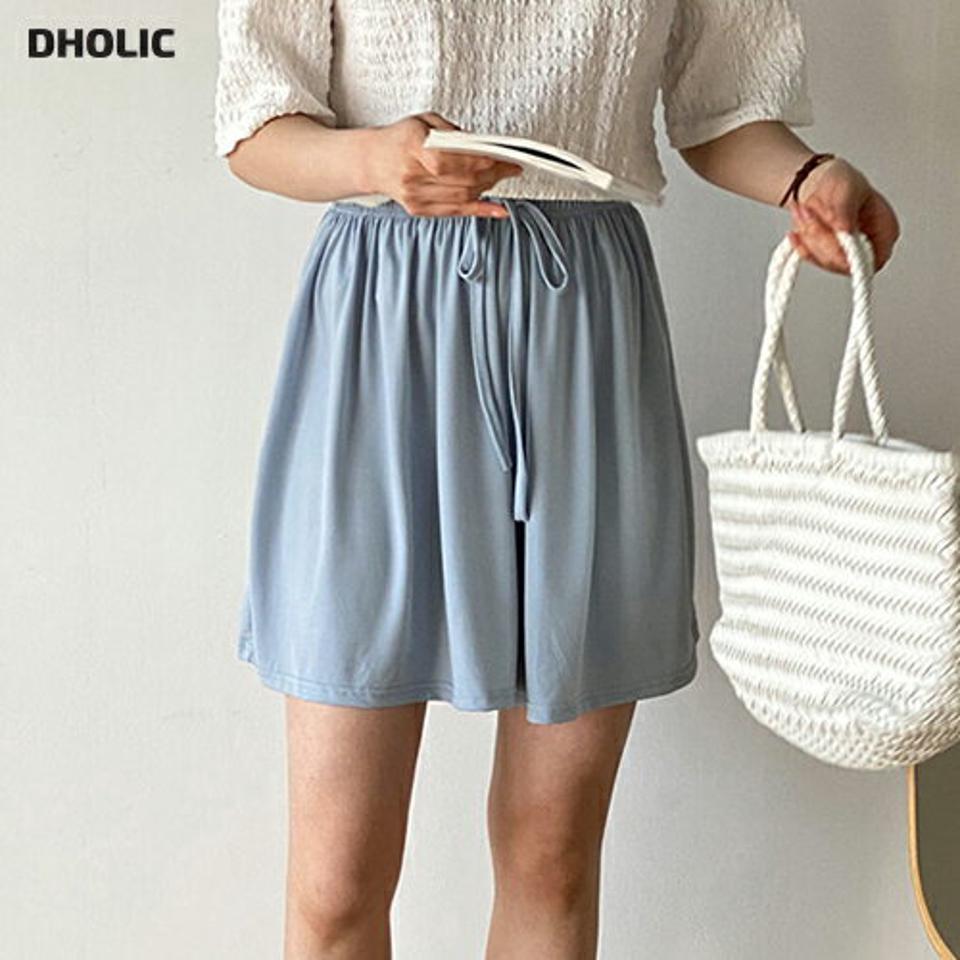 リボンショートパンツ・t00657 レディース 【pt】 韓国ファッション ボトムス パンツ ショート丈 ハイウエスト ストリング ウエストゴム リボン ストラップ ワイド 伸縮 無地 シンプル ベーシック ミュート デイリー 春 夏 カジュアル