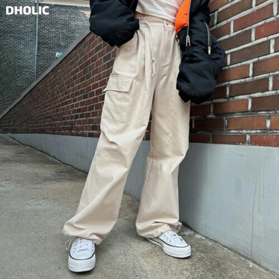 テンセル混ドロストカーゴパンツ・p004136 レディース 【pt】パンツ ロング丈 単色 無地 シンプル ベーシック テンセル混 ドロスト カーゴ ワイド 春 夏 秋 冬 カジュアル ラフ ゆったり 楽ちん 韓国ファッション MKT