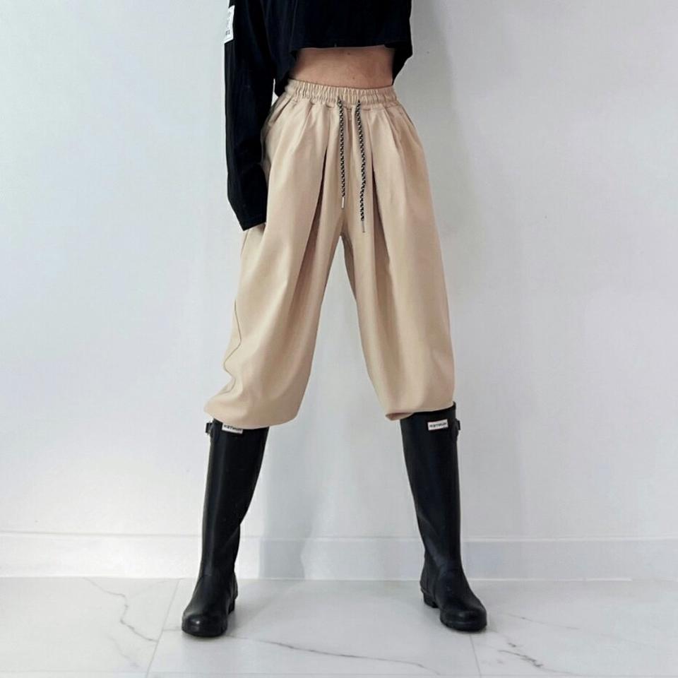 パターンストリングジョガーパンツ・p004133 レディース 【pt】パンツ ロング丈 単色 無地 シンプル ベーシック ストリング ジョガー ウエストゴム 楽ちん ストリング 春 夏 秋 冬 カジュアル ラフ ストリート 韓国ファッション MKT