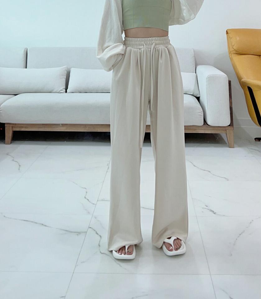 ドロストハイウエストパンツ・p004132 レディース 【pt】パンツ ロング丈 単色 無地 シンプル ベーシック ドロスト ハイウエスト ワイド フルレングス タック 春 夏 秋 冬 カジュアル ラフ ゆったり 楽ちん 韓国ファッション MKT