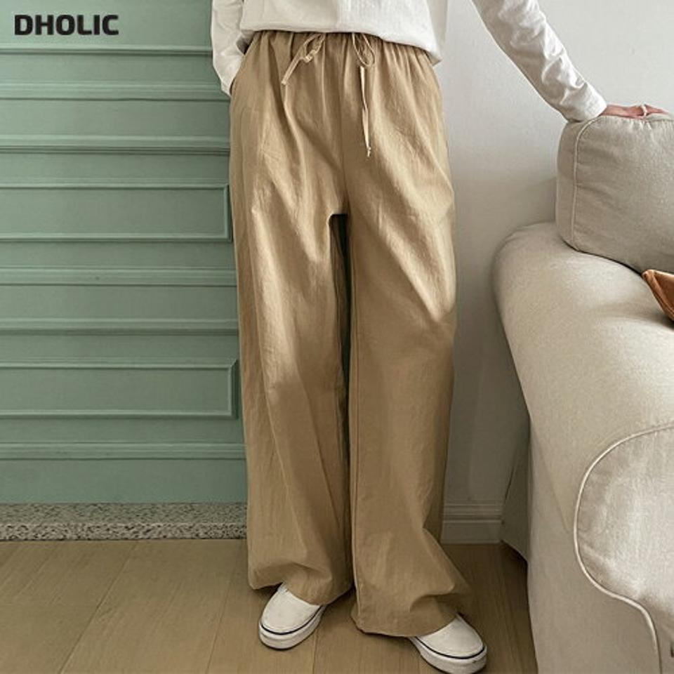 リネン混ドロストワイドパンツ・p004221 レディース 【pt】パンツ ロング丈 ワイド 単色 無地 シンプル ベーシック リネン混 ドロスト 春 夏 秋 カジュアル ラフ ゆったり フルレングス 韓国ファッション MKT