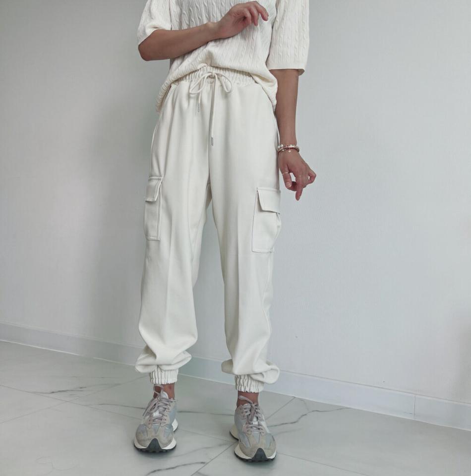 ドロストジョガーカーゴパンツ・p004117 レディース 【pt】パンツ ロング丈 ジョガーパンツ 単色 無地 シンプル ベーシック ドロスト カーゴ ウエストゴム 春 夏 秋 冬 ストリート カジュアル ラフ 韓国ファッション MKT