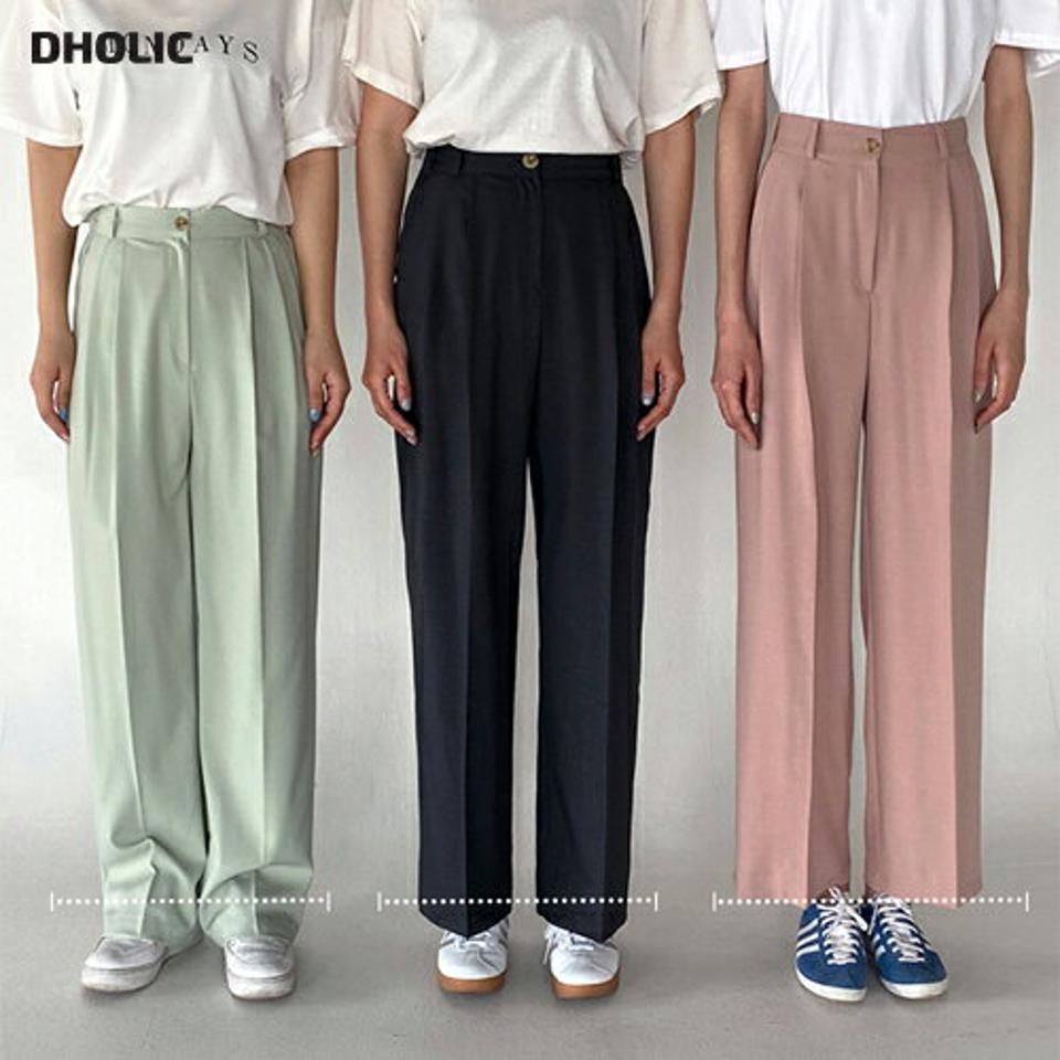バックゴムワイドスラックス・t72098 レディース 【pt】 韓国ファッション パンツ ボトムス バックゴム ワイド スラックス ハイウエスト ストレート サイズ カラバリ 春色 パステルカラー オフィス カジュアル ガーリー お出かけ 春 夏 カジュアル