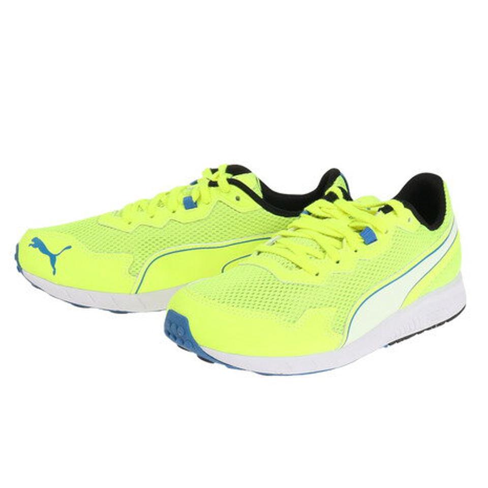 プーマ（PUMA）（キッズ）ジュニア ランニングシューズ 蛍光黄色 スピードモンスター PL レモンイエロー ホワイト 19536411 スニーカー