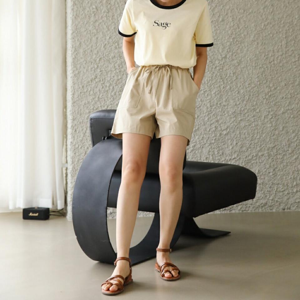 【スーパーセール特価】ドロストポケットショートパンツ・p004345 レディース 【pt】パンツ ショート丈 ズボン 短パン 単色 無地 シンプル ベーシック ドロスト ポケット 春 夏 カジュアル ラフ デイリー 楽ちん 爽やか 韓国ファッション MKT