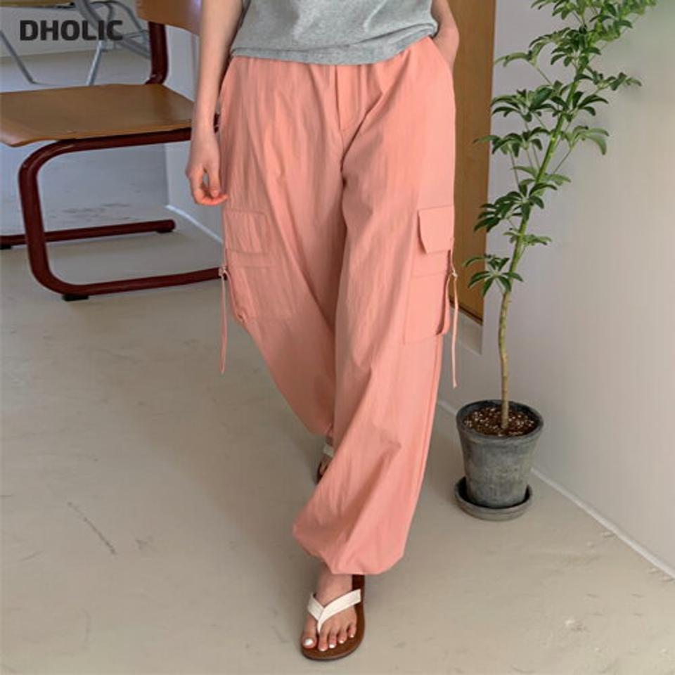 2WAYカーゴワイドパンツ・p004291 レディース 【pt】パンツ ロング丈 単色 無地 シンプル ベーシック 2WAY カーゴ ストレート ジョガー ドローコード 春 夏 カラーパンツ パステル カジュアル ラフ ストリート 韓国ファッション MKT