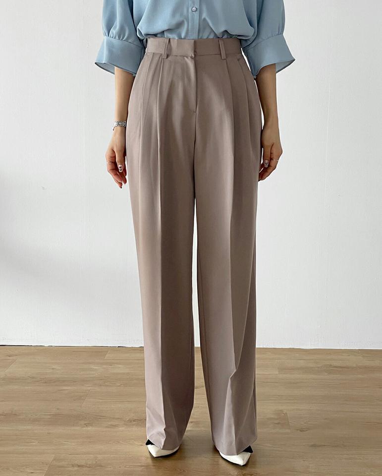 ツータックスラックス・t00632 レディース 【pt】 韓国ファッション ボトムス パンツ スラックス ロング丈 フルレングス ハイウエスト ツータック ワイド ゆったり レーヨン混 無地 パステル 大人 シンプル デイリー 春 夏 カジュアル