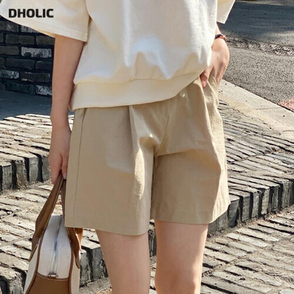ツータックハーフパンツ・t00428 レディース 【pt】 韓国ファッション ボトムス パンツ ハーフパンツ ショート丈 ハイウエスト ツータック ワイド ストレート コットン 綿100 無地 シンプル デイリー キュート 春 夏 カジュアル