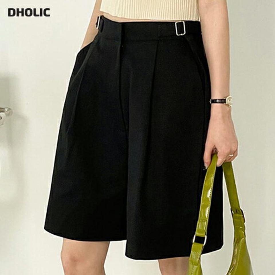 サイドベルトハーフパンツ・t00464 レディース 【pt】 韓国ファッション ボトムス パンツ ハーフパンツ ハイウエスト サイドベルト バミューダ ワイド ゆったり 無地 シンプル 大人カジュアル モード デイリー 春 夏 カジュアル