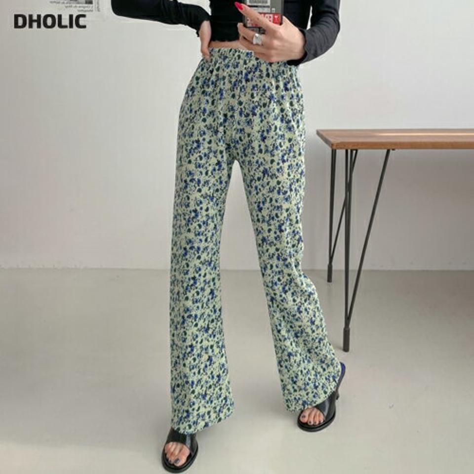 【マラソン特価】ペイズリー花柄プリーツフレアパンツ・p004429 レディース 【pt】パンツ ロング丈 柄 模様 フレア プリーツ ペイズリー 総柄 ウエストゴム 楽ちん 春 夏 秋 かわいい 可愛い 韓国ファッション MKT セール