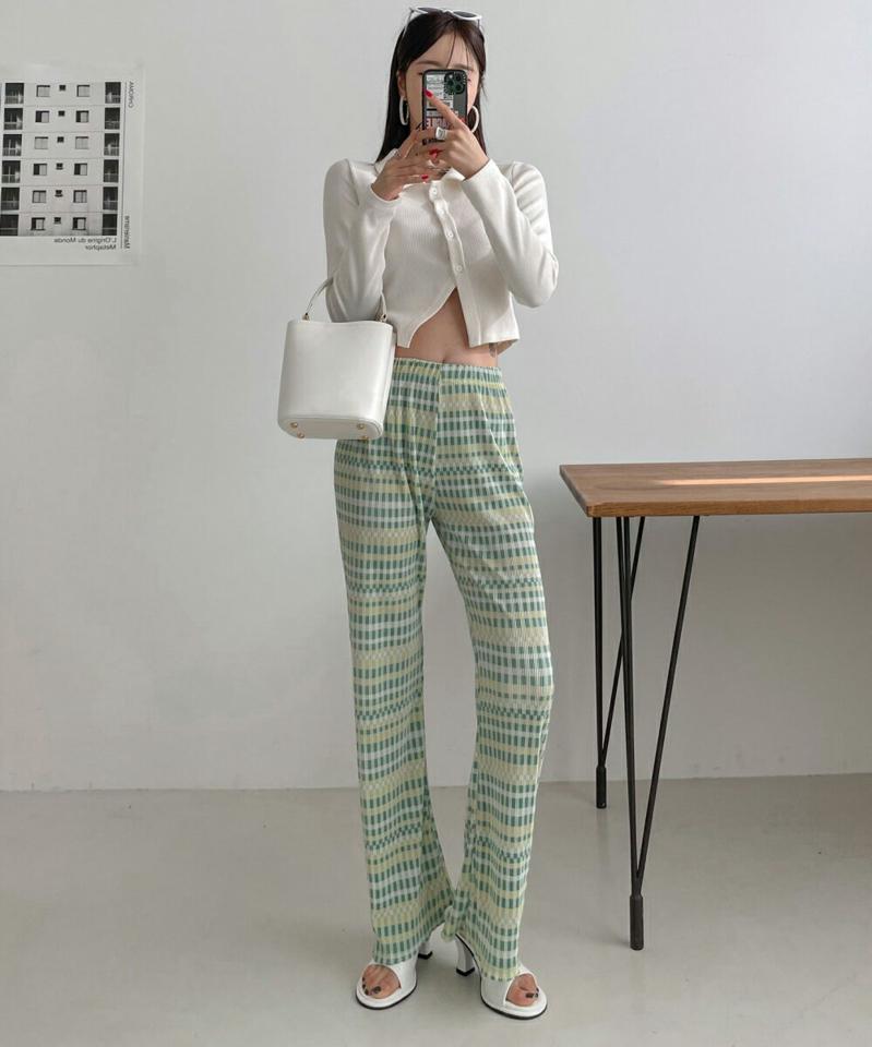 【マラソン特価】チェックプリーツフレアパンツ・p004428 レディース 【pt】パンツ ロング丈 柄 模様 フレア チェック 総柄 プリーツ フレア 春 夏 ウエストゴム 楽ちん カジュアル 韓国ファッション MKT セール