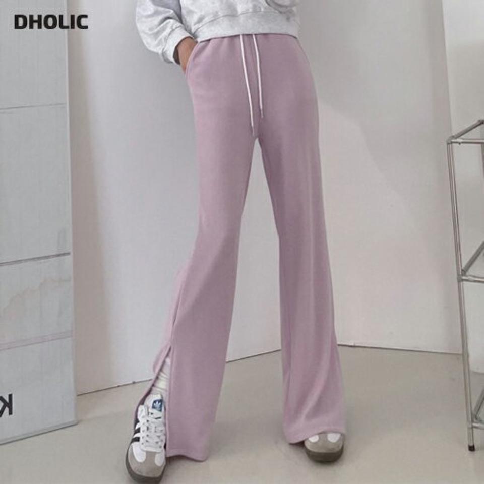 【マラソン特価】ドロストフレアスリットスウェットパンツ・p004423 レディース 【pt】パンツ ロング丈 単色 無地 シンプル ベーシック スウェット トレーナー ドロスト スリット パステル 春 夏 秋 冬 カジュアル ラフ ゆったり 楽ちん 韓国ファッション MKT セール