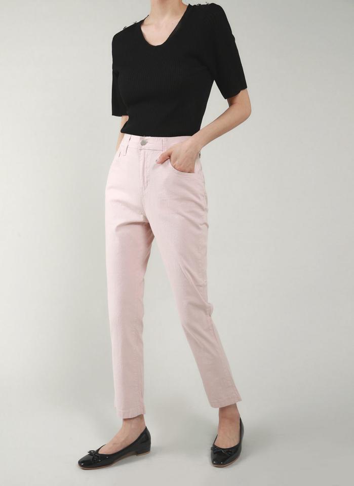 ストレッチストレートパンツ・t00693 レディース 【pt】 韓国ファッション ボトムス パンツ ロング丈 9分丈 ハイウエスト ストレッチ 伸びる スリムフィット タイト ストレート 無地 シンプル コットン昆 デイリー 春 夏 カジュアル