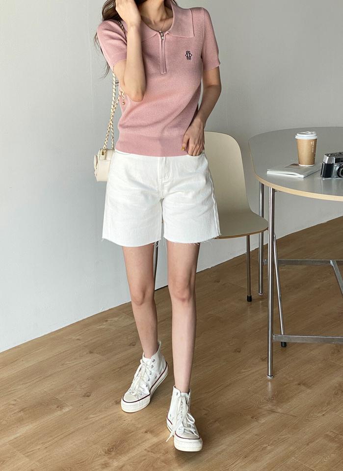 コットンワイドハーフパンツ・b00518 レディース 【pt】 韓国ファッション ボトムス パンツ ハーフ丈 ハーフパンツ ハイウエスト コットン ワイド カットオフ ベルトループ 無地 シンプル 大人カジュアル デイリー 春 夏 カジュアル