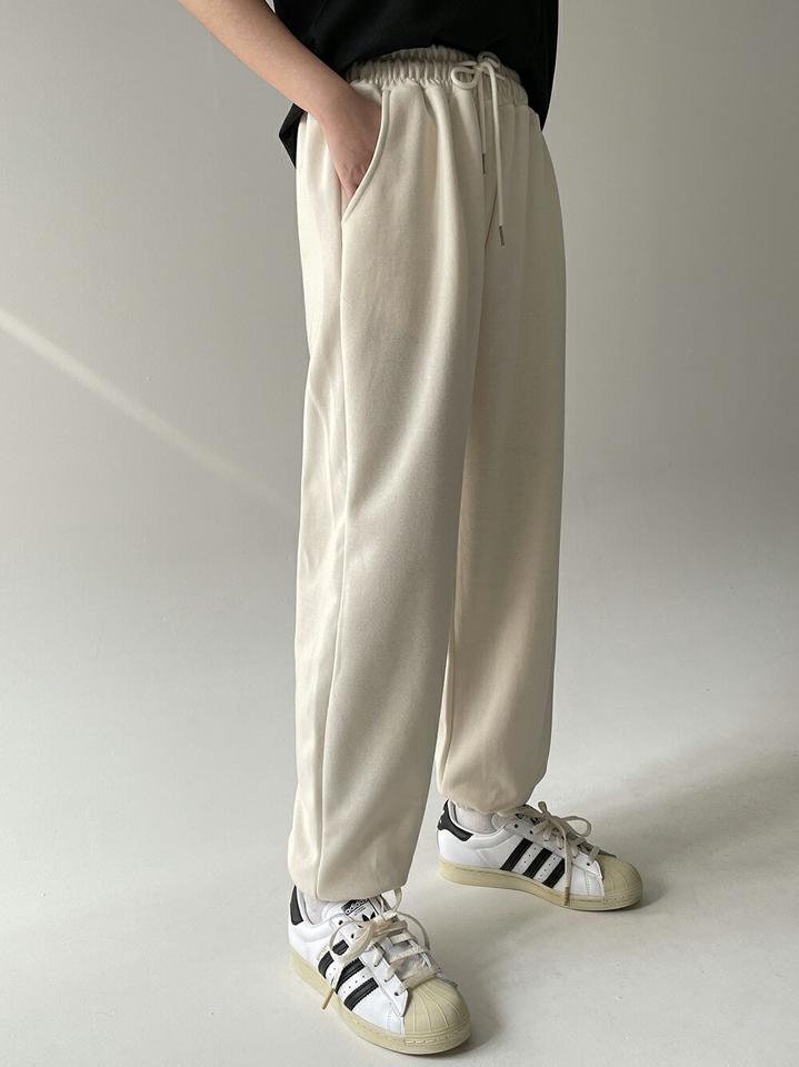 ドロストスウェットジョガーパンツ・p004320 レディース 【pt】パンツ ロング丈 単色 無地 シンプル ベーシック ジョガー ドロスト スウェット トレーナーウエストゴム 秋 冬 春 夏 デイリー ストリート カジュアル ラフ 韓国ファッション MKT
