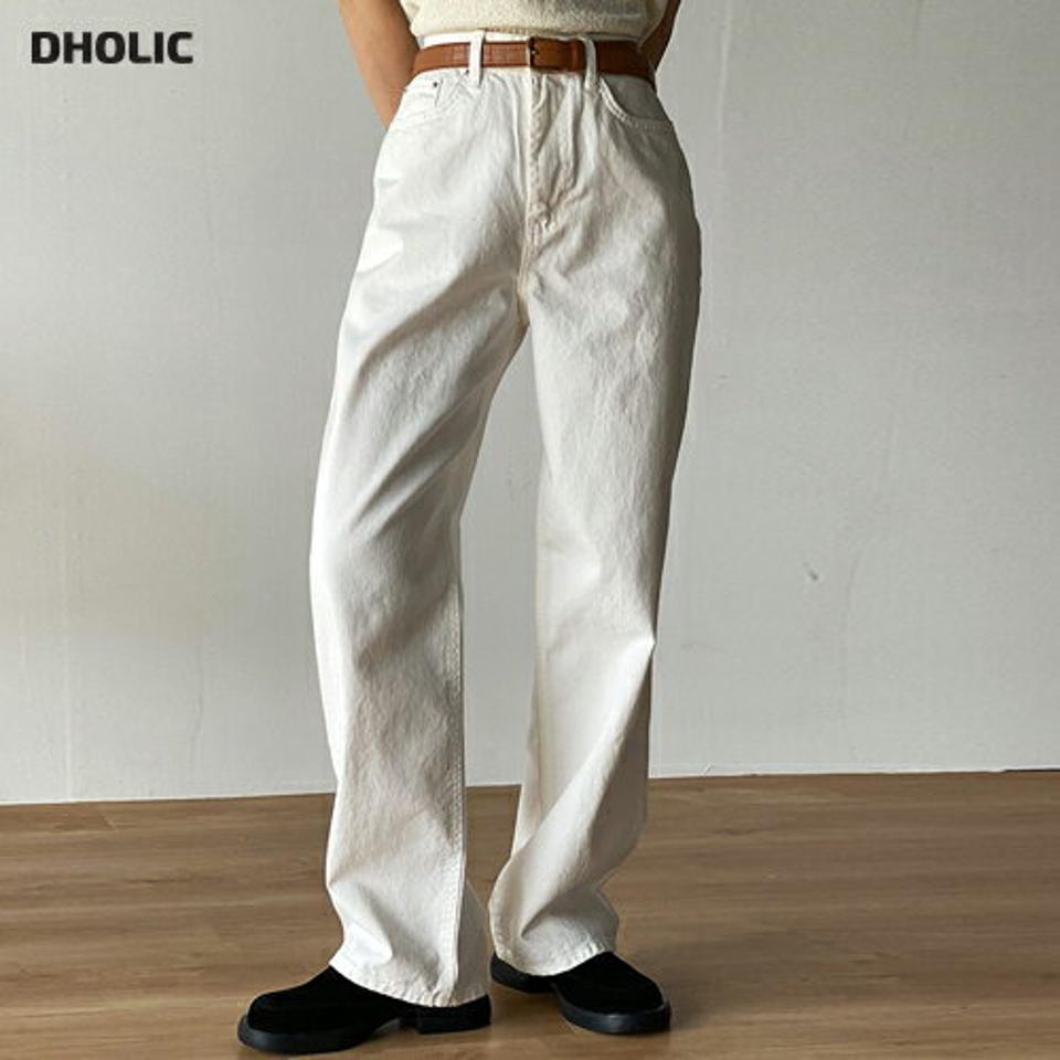 ストレートワイドコットンパンツ・t72153 レディース 【pt】 韓国ファッション ボトムス パンツ ロング丈 フルレングス ハイウエスト ベルトループ ストレート ワイド コットン 綿100 無地 シンプル ベーシック デイリー 大人 春 夏 カジュアル