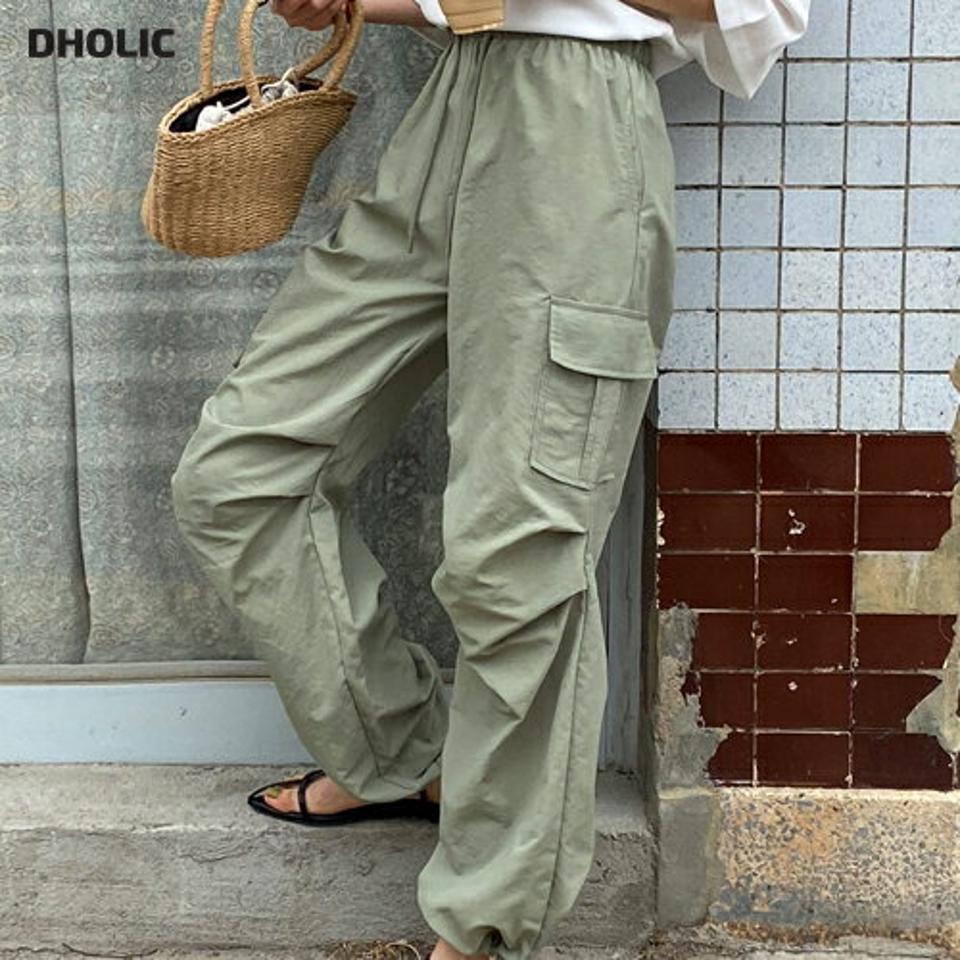 2WAYナイロンカーゴパンツ・r72151 レディース 【pt】 韓国ファッション ボトムス パンツ ロング丈 カーゴパンツ ウエストゴム 2WAY ストレート ジョガー ナイロン ゆったり 無地 シンプル レトロ ストリート デイリー 春 夏 カジュアル SNS