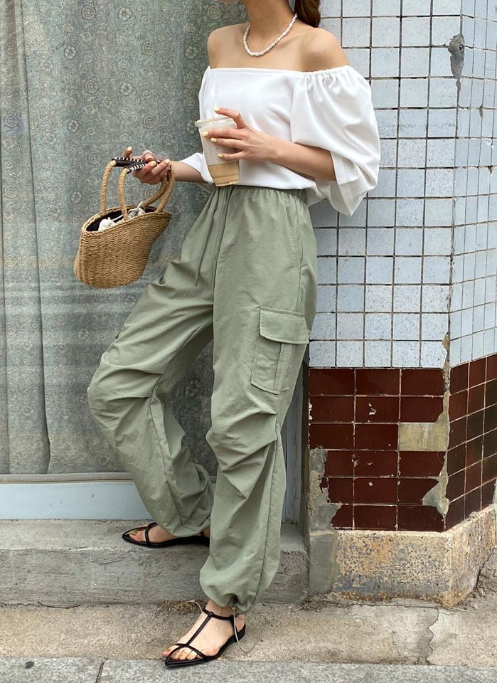 2WAYナイロンカーゴパンツ・r72151 レディース 【pt】 韓国ファッション ボトムス パンツ ロング丈 カーゴパンツ ウエストゴム 2WAY ストレート ジョガー ナイロン ゆったり 無地 シンプル レトロ ストリート デイリー 春 夏 カジュアル SNS