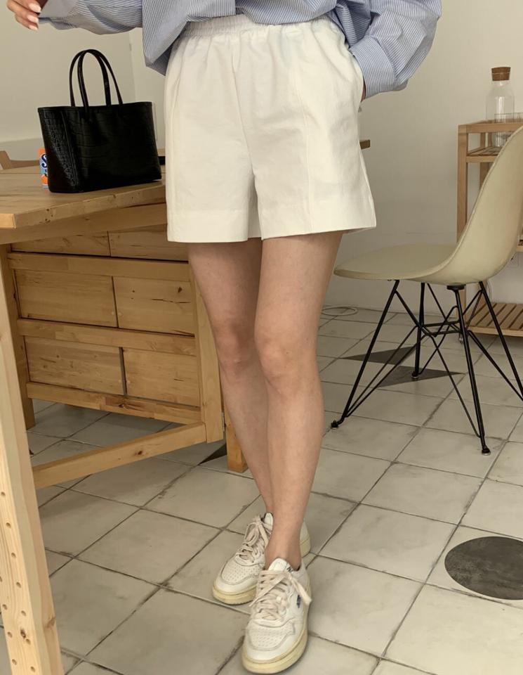 イージーコットンショートパンツ・p004342 レディース 【pt】パンツ ロング丈 単色 無地 シンプル ベーシック イージー コットン 綿 ショート丈 ウエストゴム 春 夏 カジュアル ラフ 綿 コットン 楽ちん 大人 韓国ファッション MKT